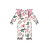 Pink long sleeves santa candy cane baby Christmas romper