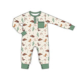 Long sleeves pocket boots hat cactus western boy romper