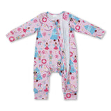 Pink Christmas tree ballet king baby girls zipper romper