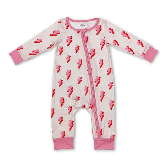 Pink thunder long sleeves baby girls zipper romper