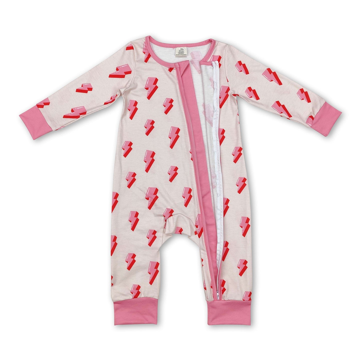 Pink thunder long sleeves baby girls zipper romper