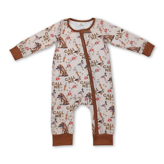 Call me dog duck baby kids hunting zipper romper