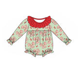 Long sleeves ruffle Christmas tree cakes baby girls romper