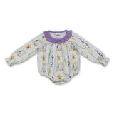 Purple polka dots baby girls Mardi Gras romper