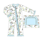 Aqua duck long sleeves baby girls hunting zipper romper