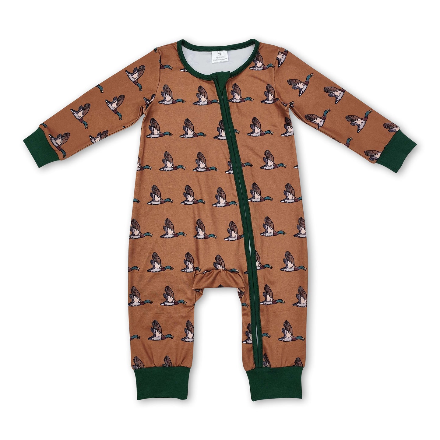 Duck long sleeves baby kids hunting zipper romper