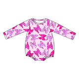Hot pink long sleeves bows baby girls romper