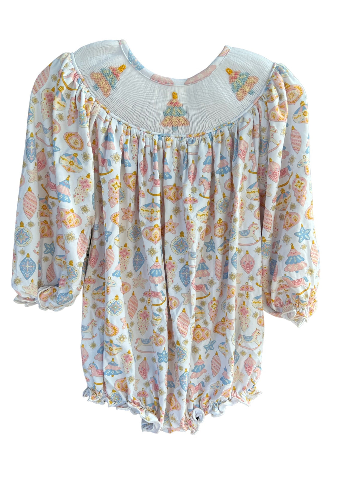 Long sleeves Christmas tree ornaments girls romper