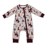 Cactus boots rodeo zipper baby kids western romper