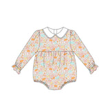 Long sleeves pumpkin floral baby girls fall romper