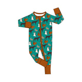 Long sleeves duck dog turkey baby boy zipper romper
