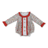 Floral santa cookie baby girls Christmas romper