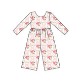 Long sleeves pink stripe santa baby girls Christmas pajamas