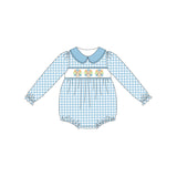 Long sleeves plaid turkey baby girls Thanksgiving romper