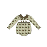 Long sleeves deer Christmas tree baby girls romper