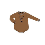 Long sleeves brown camo deer baby boy romper