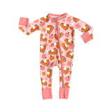 Pumpkin pie leaves girls Thanksgiving zip romper