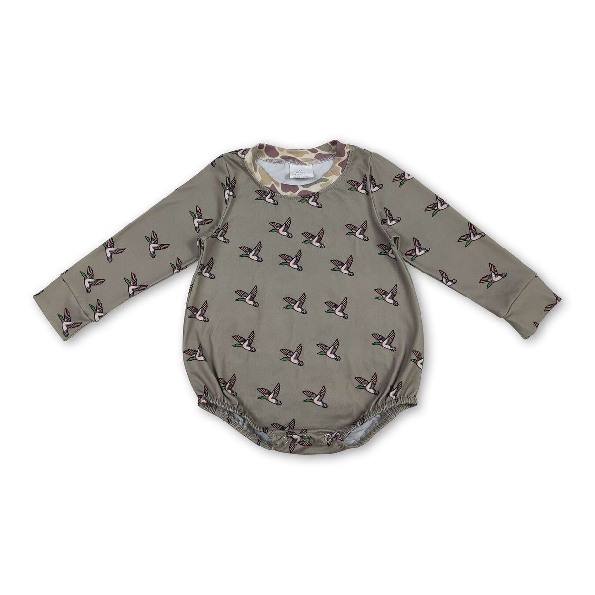 Long sleeves camo duck baby boy hunting romper