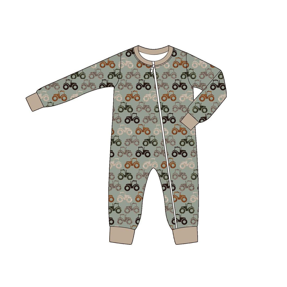 Long sleeves tractors baby kids fall zipper romper