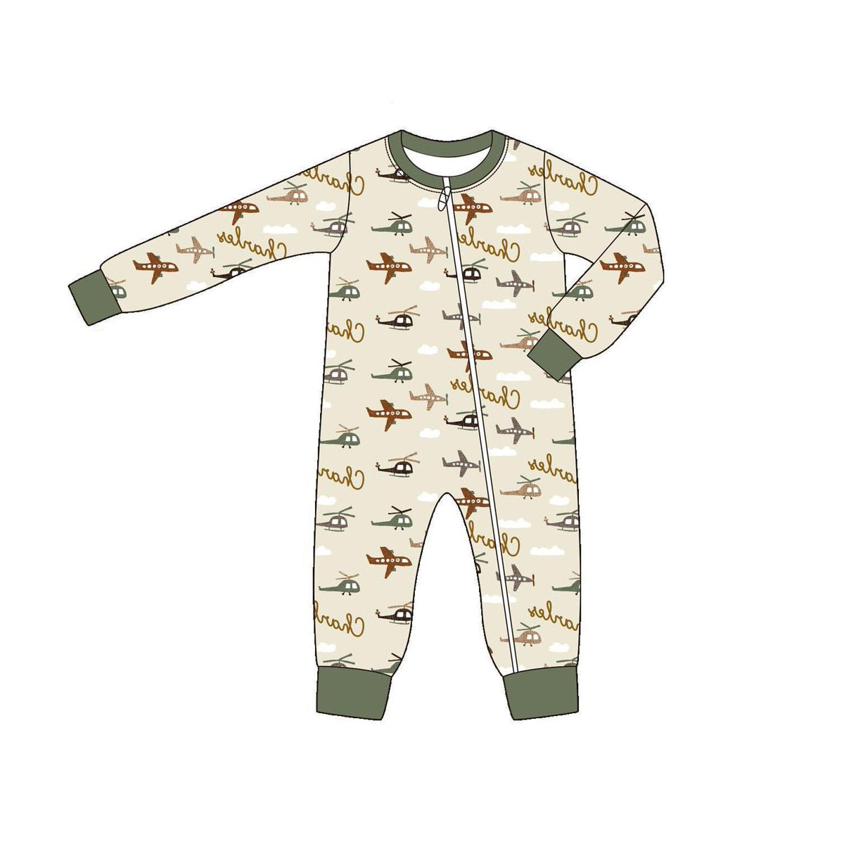 Long sleeves airplane baby kids fall zipper romper