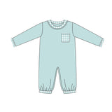 Long sleeves plaid pocket baby boy romper