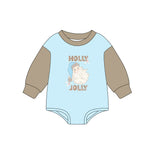 Long sleeves holly jolly santa baby kids Christmas romper