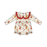 Long sleeves gingerbread snowman girls Christmas romper