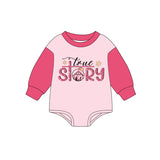Long sleeves pink true story nativity girls Christmas romper