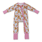 Long sleeves cookie milk pink baby girl Christmas zipper romper