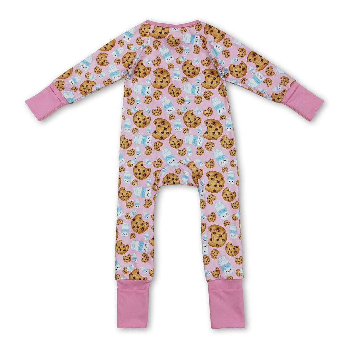 Long sleeves cookie milk pink baby girl Christmas zipper romper