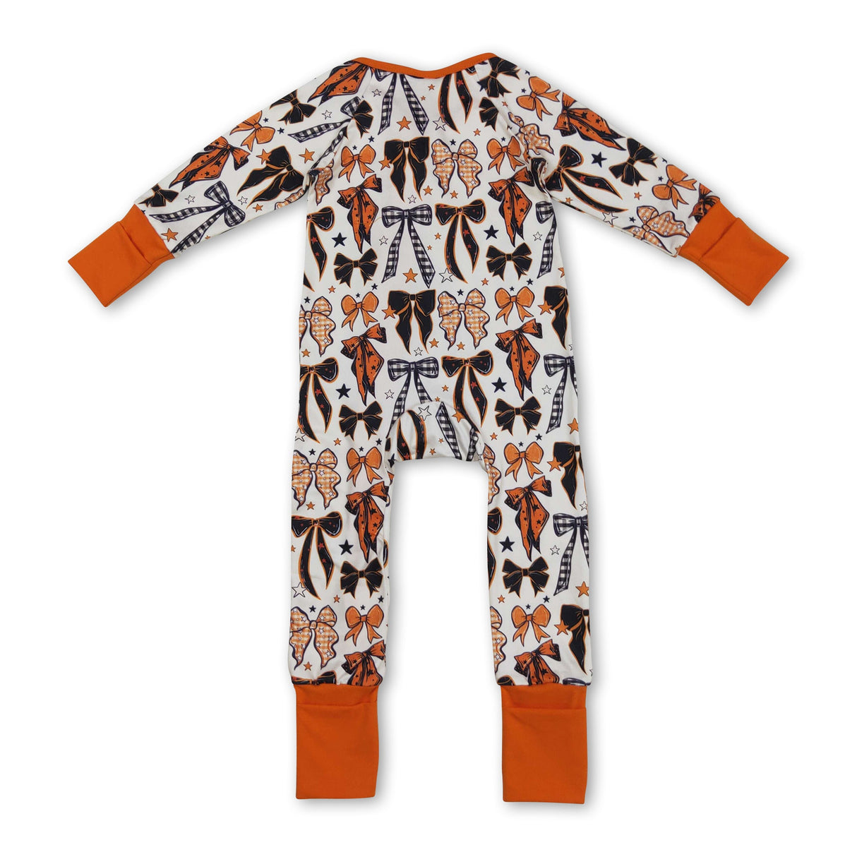 Orange black bows baby girls Halloween pajamas