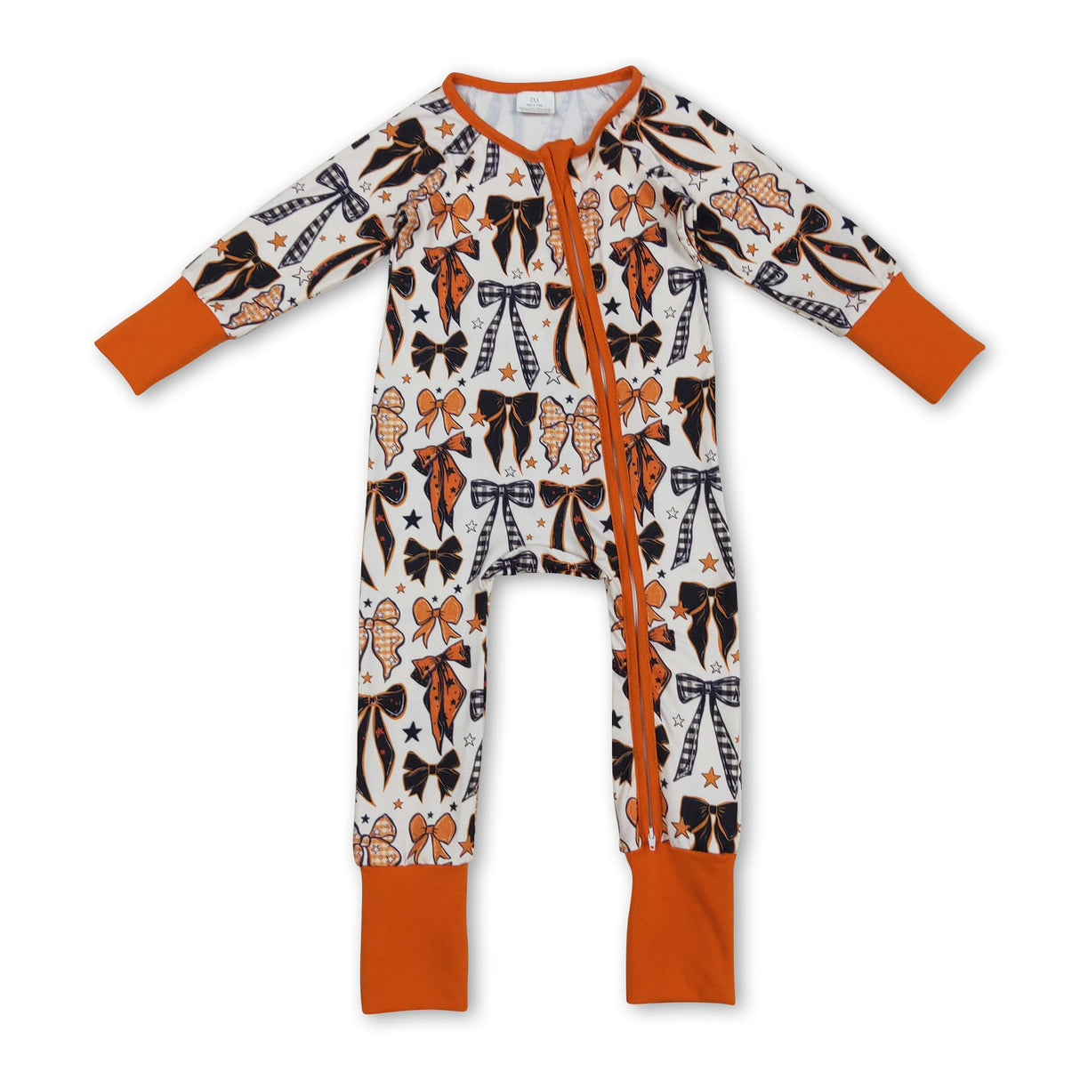 Orange black bows baby girls Halloween pajamas