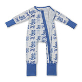 Light blue bow boots western baby girls zipper romper