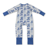 Light blue bow boots western baby girls zipper romper