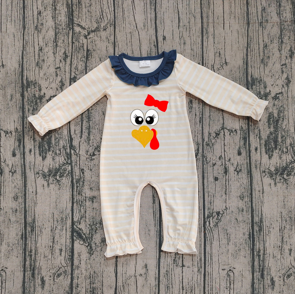 Stripe turkey bow baby girls Thanksgiving romper