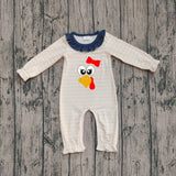 Stripe turkey bow baby girls Thanksgiving romper