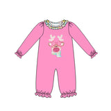 Pink long sleeves deer baby girls Christmas romper