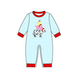 Stripe chicken pig cow Christmas hat baby boy romper