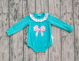 Long sleeves floral bow ruffle baby girls fall romper