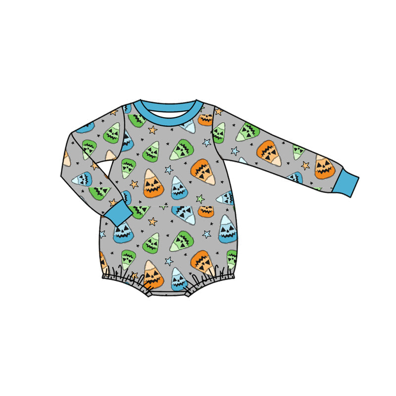 Long sleeves candy corn baby boy Halloween romper