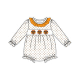 Long sleeves polka dots turkey baby girls Thanksgiving romper
