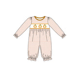 Long sleeves plaid pumpkin baby girls fall romper