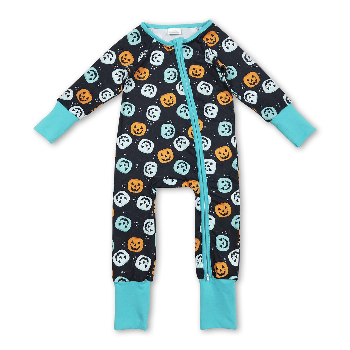 Long sleeves pumpkin baby kids Halloween zipper romper
