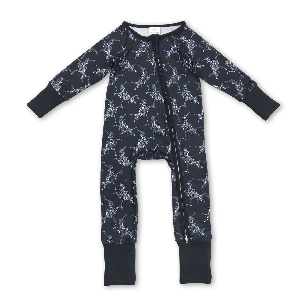 Black rodeo western baby Halloween zipper romper