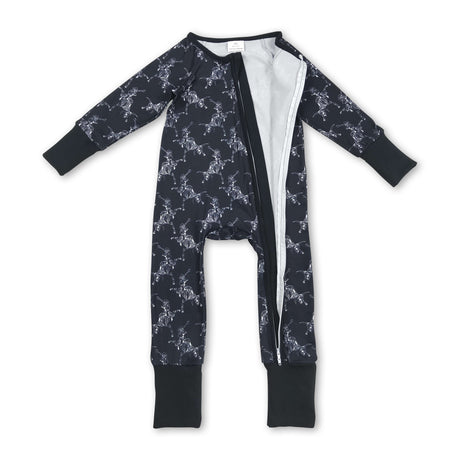 Black rodeo western baby Halloween zipper romper