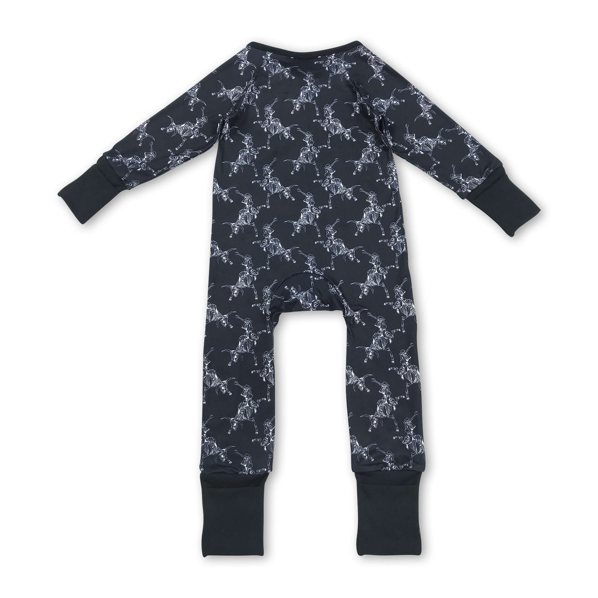 Black rodeo western baby Halloween zipper romper