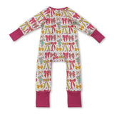 Long sleeves colorful bow baby girls zipper romper