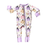Lavender bow pumpkin boo baby girls Halloween zipper romper