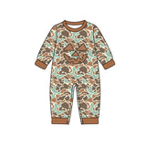 Long sleeves camo pumpkin baby boy Halloween romper