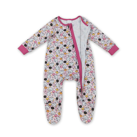 Pink ghost pumpkin baby girls Halloween zipper romper